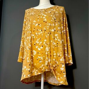 Moa Moa Top Ladies Empire Multicolor Trim Pullover Round Neck